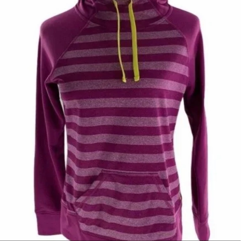 Reebok Women's Purple Striped Pullover Hoodie